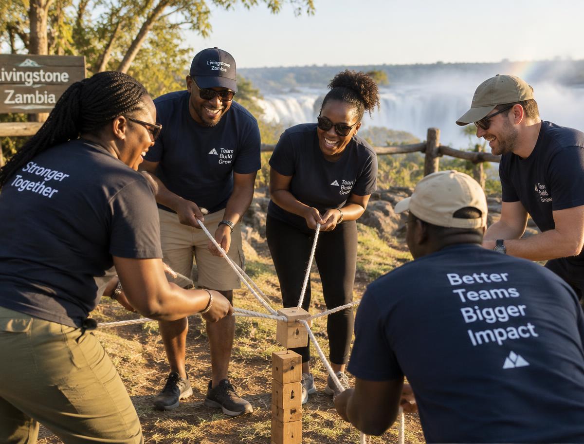 Colleagues at a team building activity